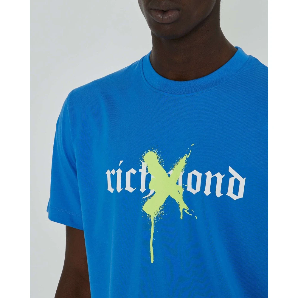 John Richmond Grafische Print T-shirt Blue Heren