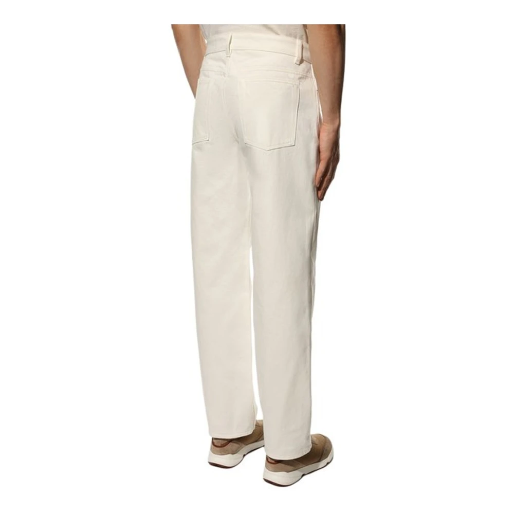 Jil Sander Regular-Fit Denim Broek met Logo Detail Beige Heren