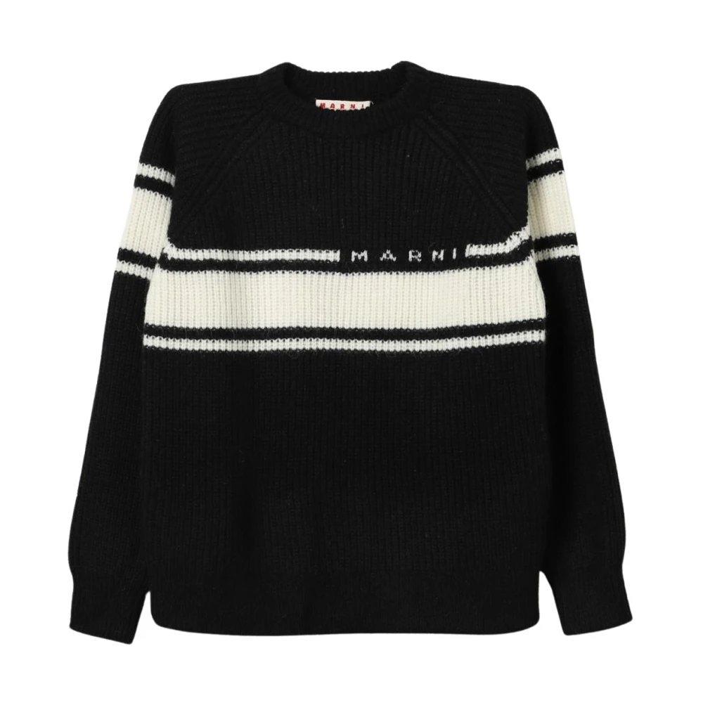 Marni Unisex Black Striped Crew Neck Sweater