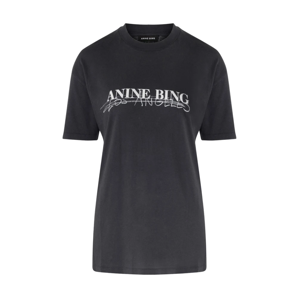 Anine Bing Korte mouw katoenen T-shirt Walker Black Dames