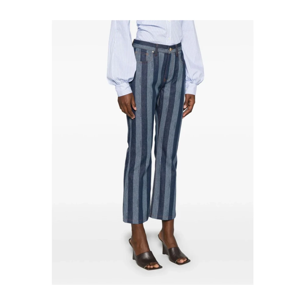 Fendi Blauwe Gestreepte Denim Jeans Blue Dames