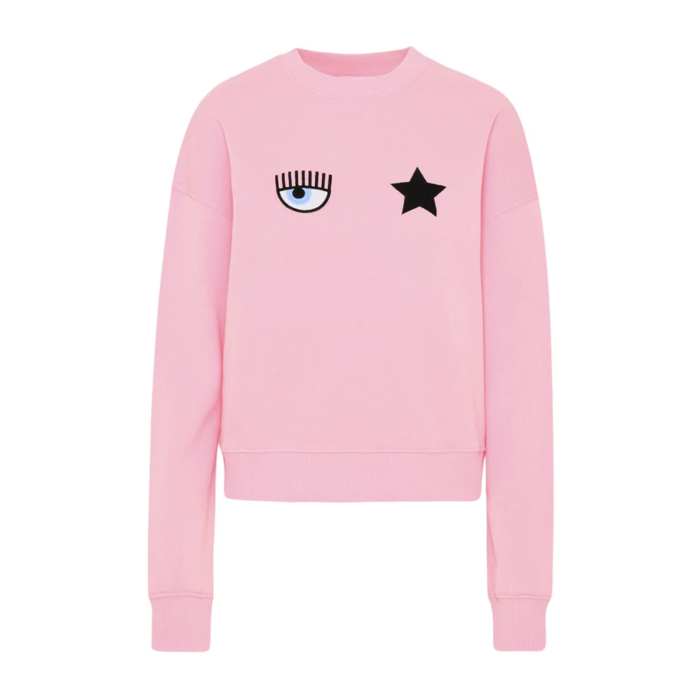 Chiara Ferragni Collection Katoenen sweatshirt met geborduurd Eye-star logo Pink Dames