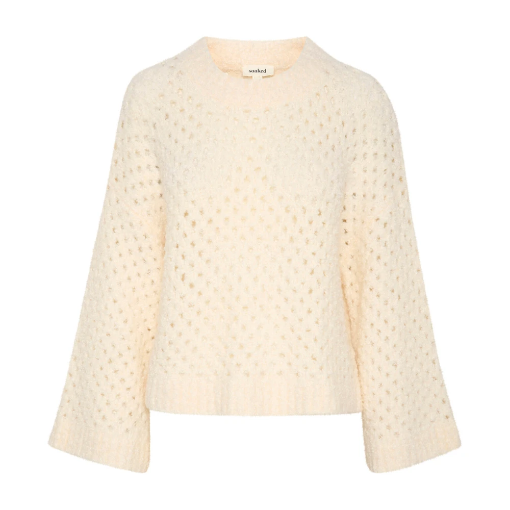 Soaked in Luxury Mesh Pullover Sweater Whisper Style Beige Dames
