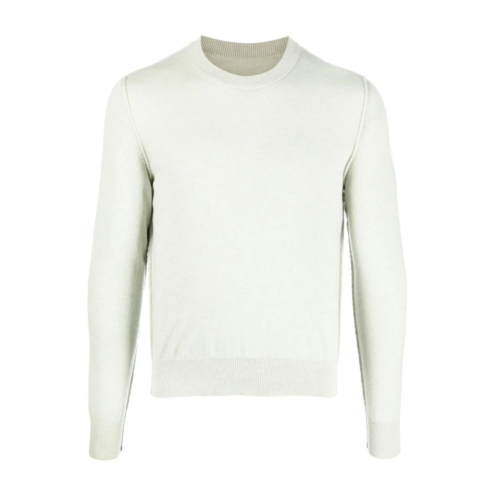 Maison Margiela Men's Green Cashmere Knitwear, S, Cashmere Crew-Neck Jumper In Light Beige