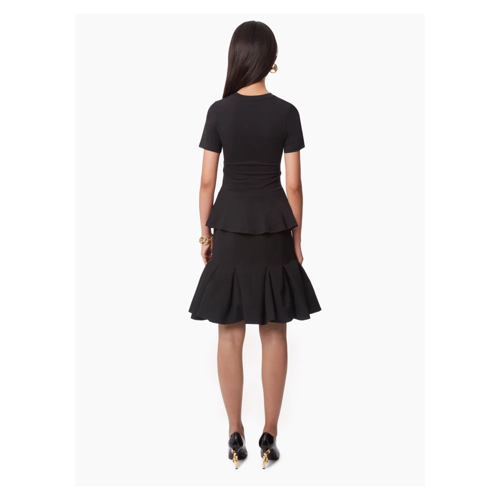 Nina Ricci Zwarte Peplum T-shirt met Strikdetail Black Dames