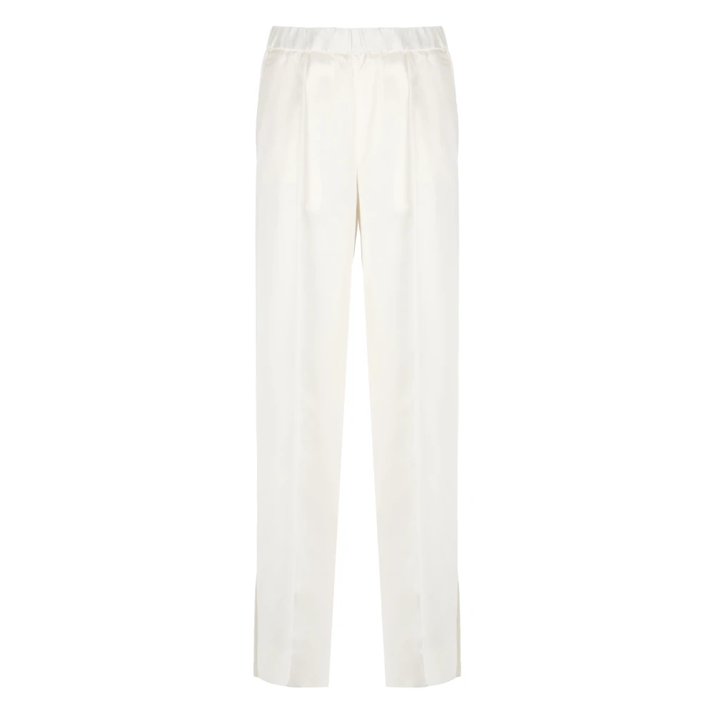 Jil Sander Elastische Taille Ivoor Viscose Blend Broek Beige Dames
