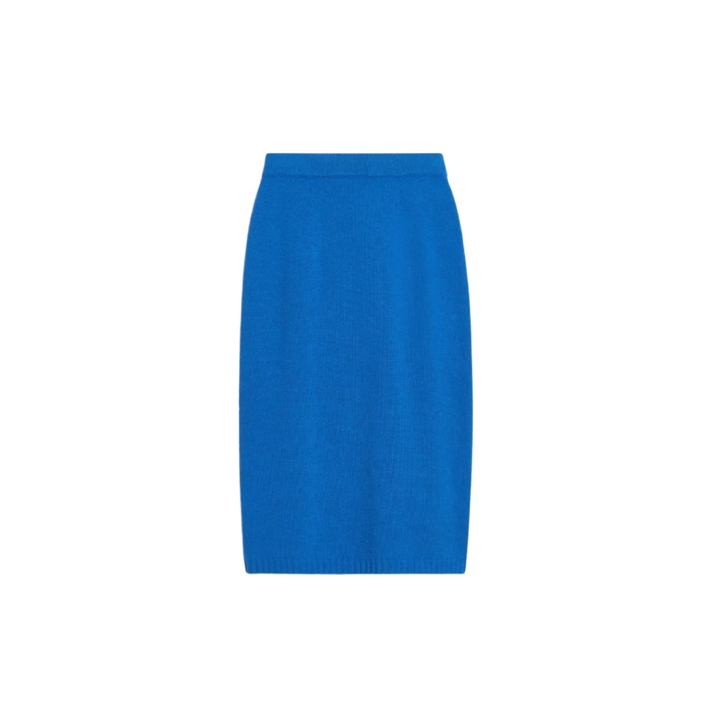 Max Mara Weekend Ull Lang Klänning med Ribbade Avslut Blue, Dam