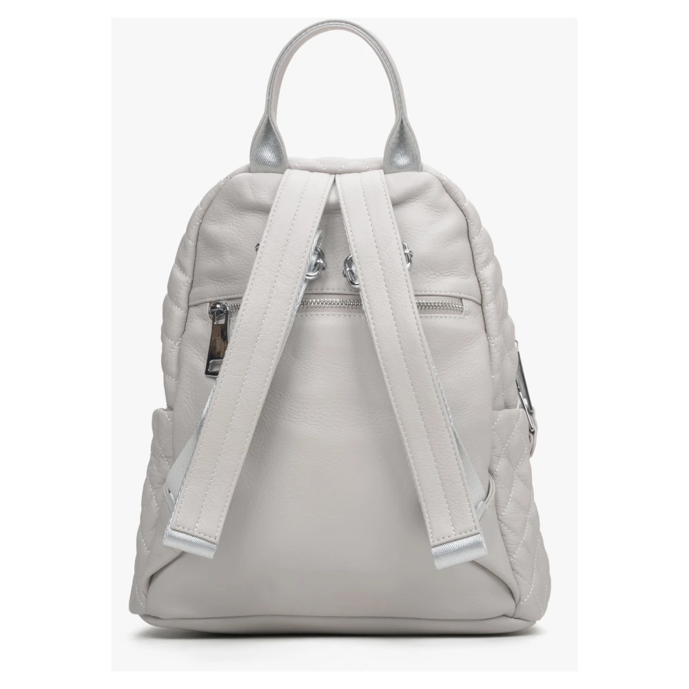 Estro Dames Lichtbeige Rugzak gemaakt van Gewatteerd Echt Leer Er00111253 Beige Dames