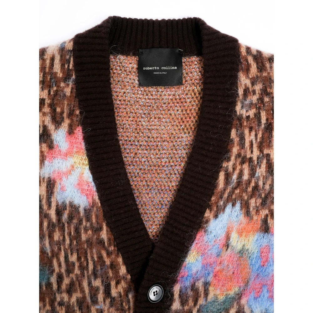 Roberto Collina Animalier Bloemen Cardigan Grunge Stijl Multicolor Heren