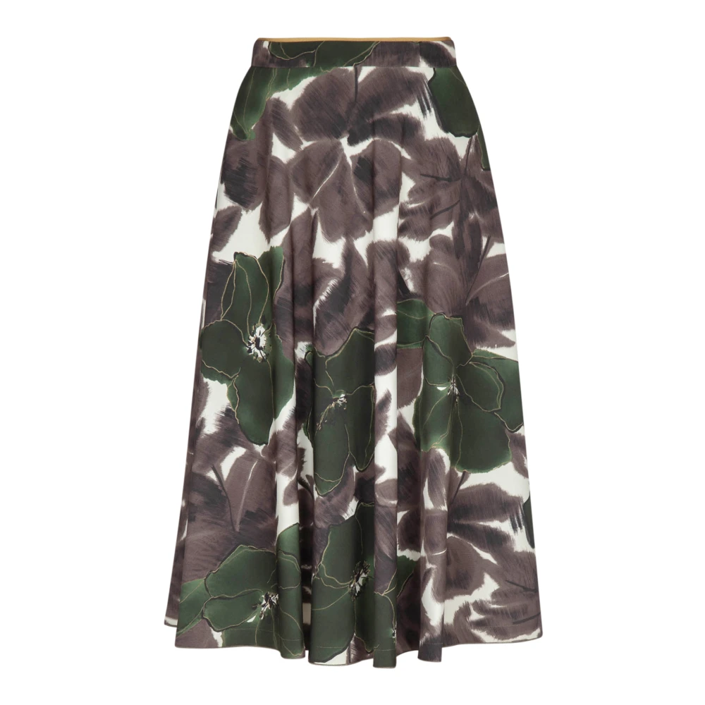 Maliparmi Wijd uitlopende satijnen rok met onzichtbare rits Multicolor Dames