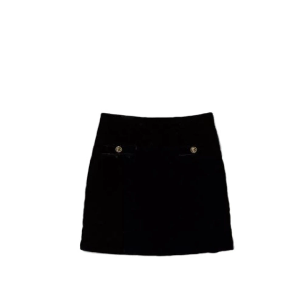 Twinset Diamantgestikte fluwelen minirok met logo-knopen Black Dames