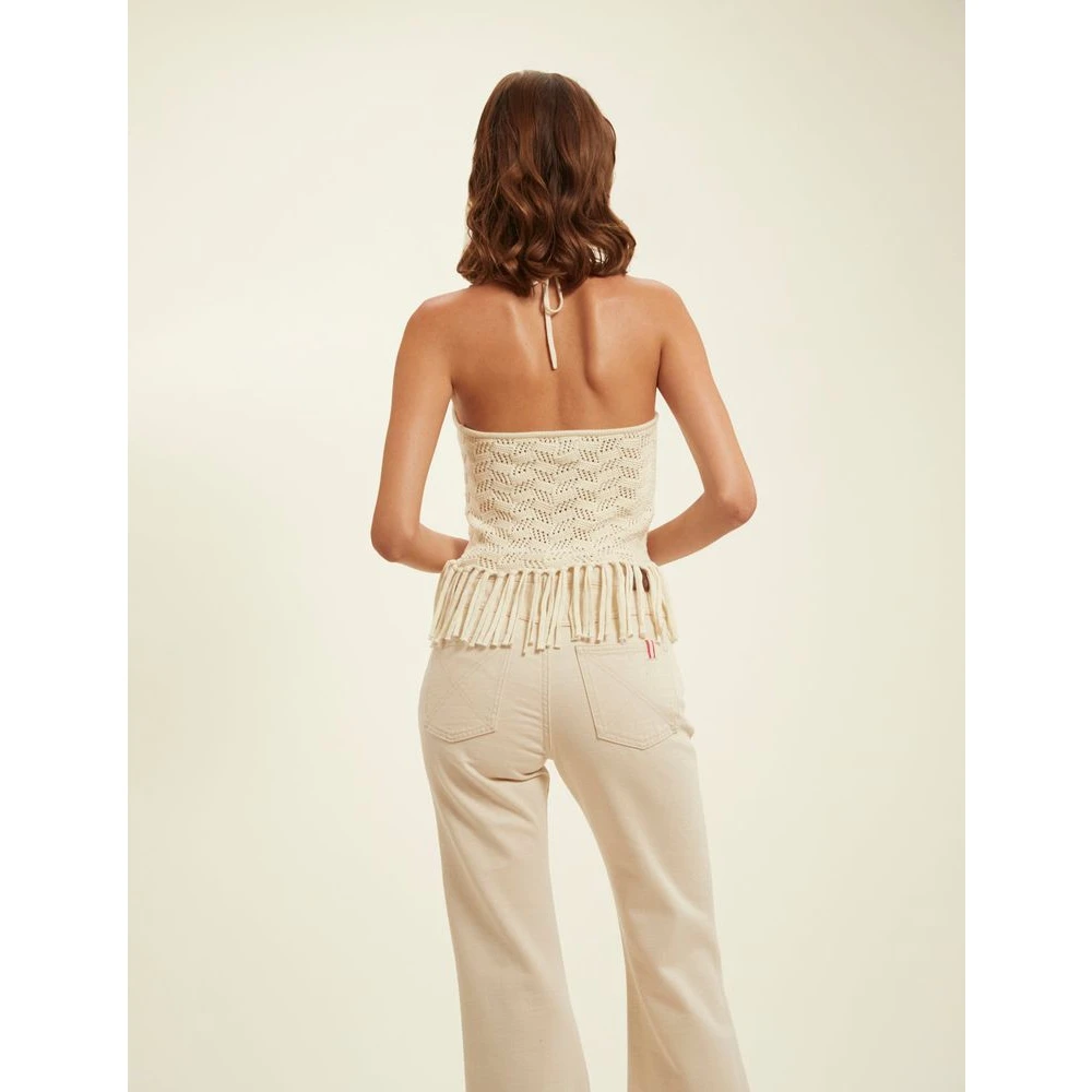 Ines De La Fressange Paris Bohemian Gehaakte Top met Franjes Beige Dames