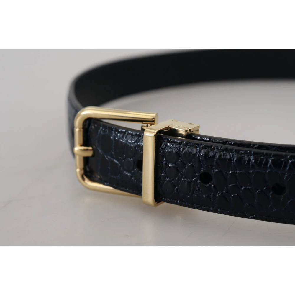 Dolce & Gabbana Zwarte exotische leren riem met gouden gesp Black Heren