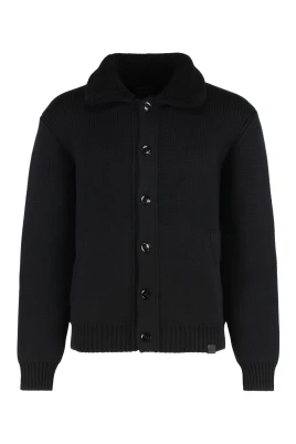 Shearling Collar Cashmere Cardigan