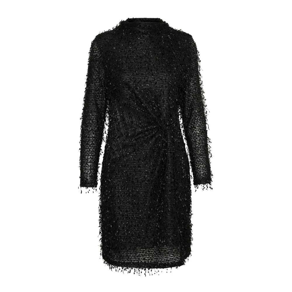 My Essential Wardrobe Zwarte Knoopjurk Slim-Fit Lange Mouw Black Dames