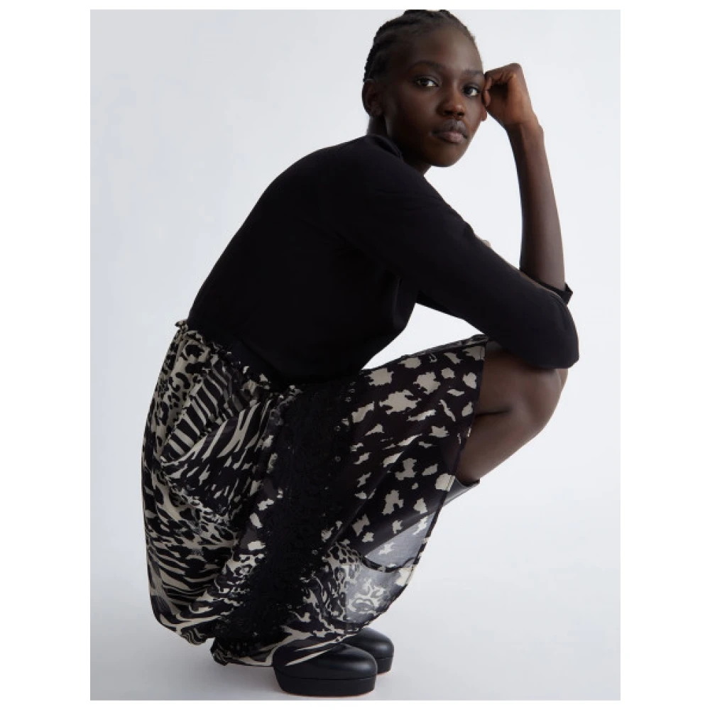 Liu Jo Zebra Print T-Shirt Jurk met Georgette Rok Multicolor Dames