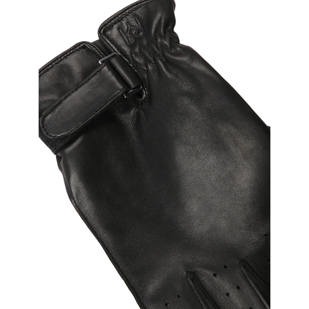 Kazar Zwarte herenhandschoenen met perforaties op de vingers Black Heren