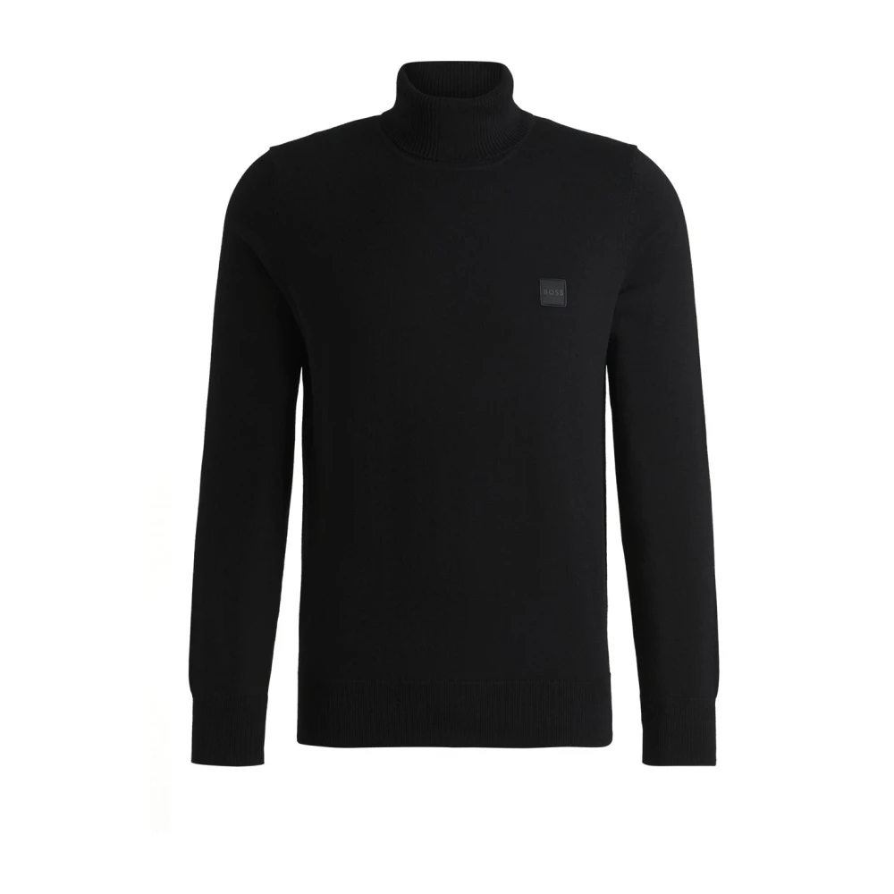 Hugo Boss Svart hög hals cashmere tröja Black, Herr