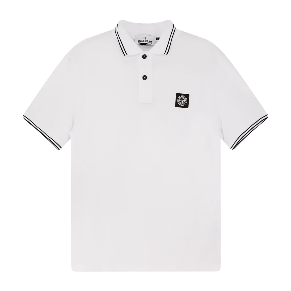 Stone Island Men's White Logo Polo Shirt - Polo Shirts - Xl - Tops