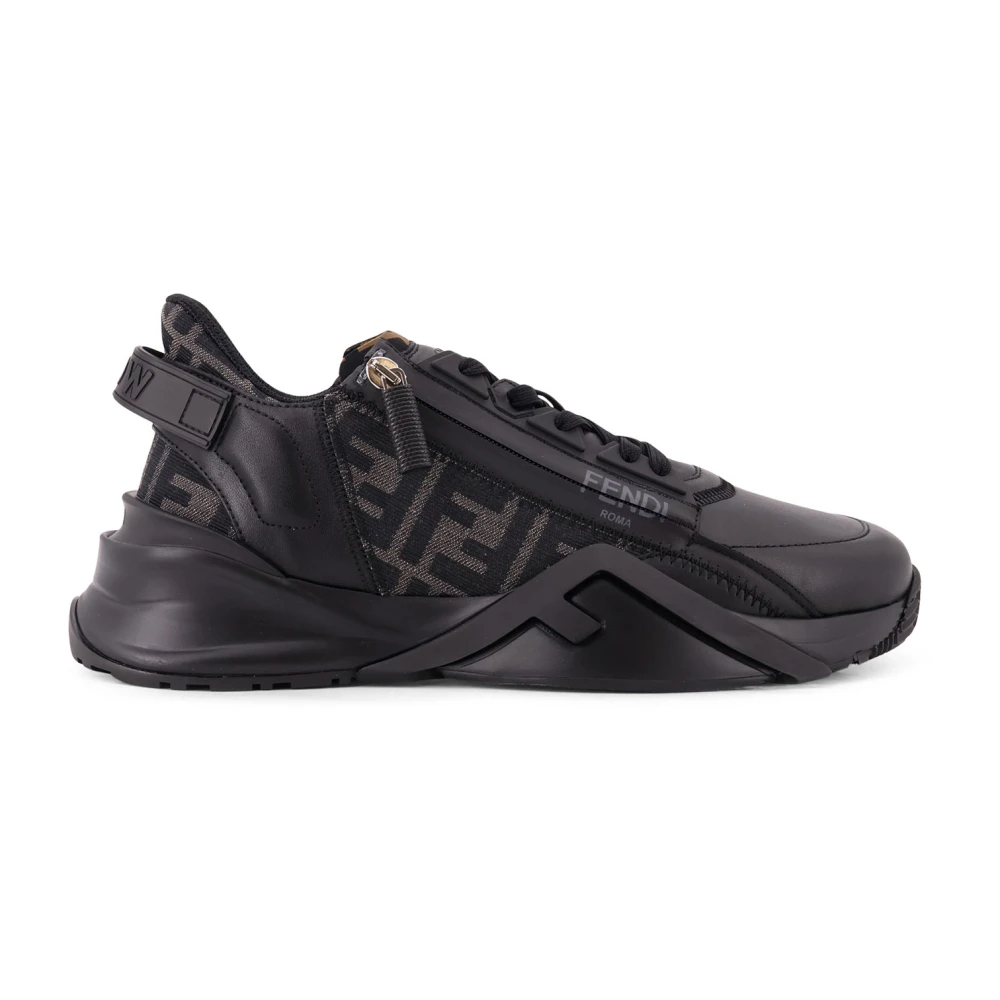 Fendi Men's Black Sneakers, 9 Uk, Flow Trainers
