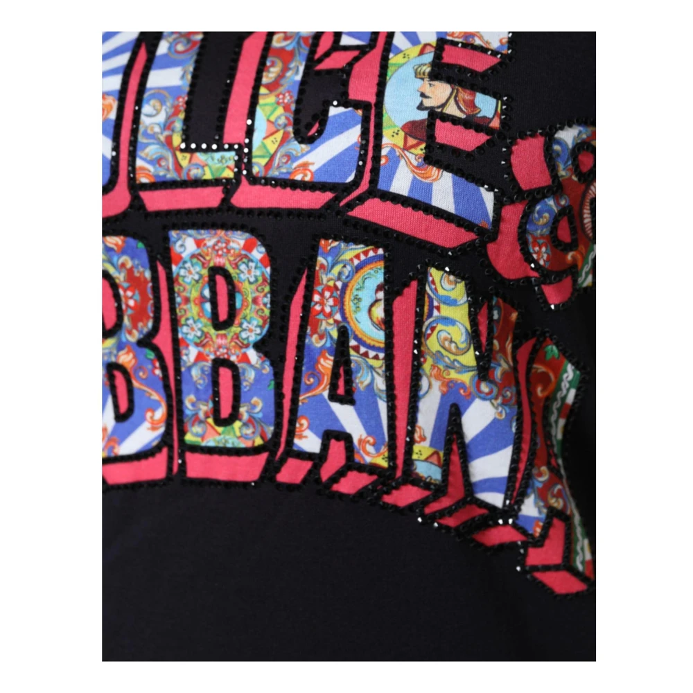 Dolce & Gabbana Zwarte katoenen T-shirt met logoprint Black Dames