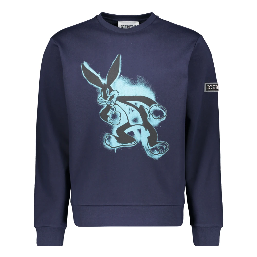 Iceberg Maxi Print Katoenen Sweatshirt Blue Heren