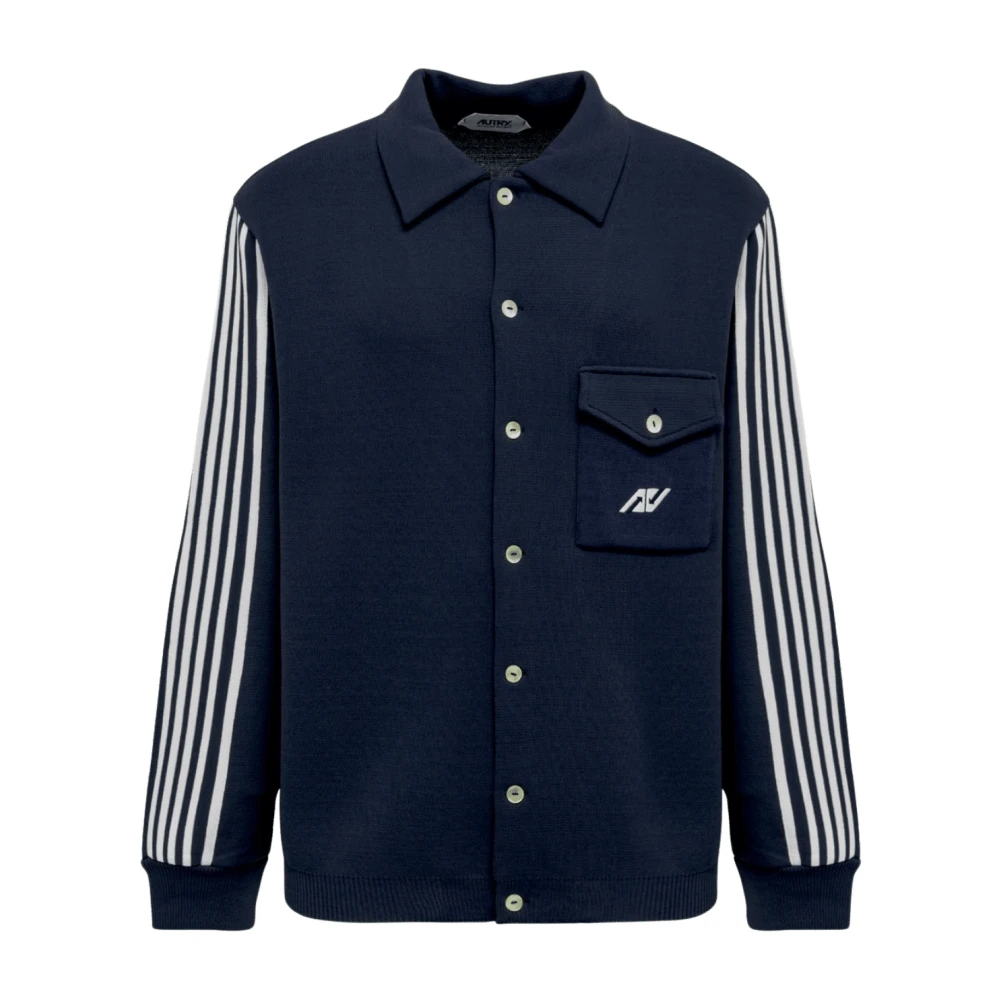 Autry Sportieve Blauwe Tricot Cardigan Blue Heren