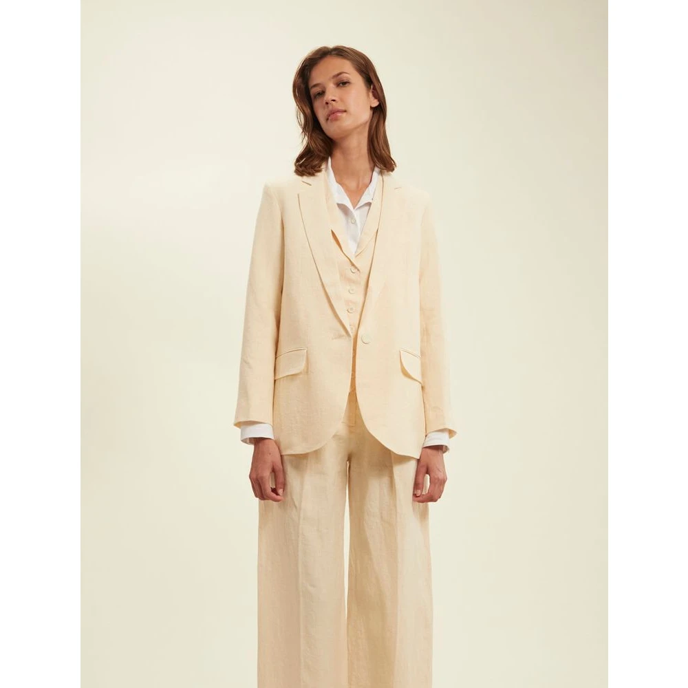 Ines De La Fressange Paris Ecru Linnen Bruna Jas Beige Dames