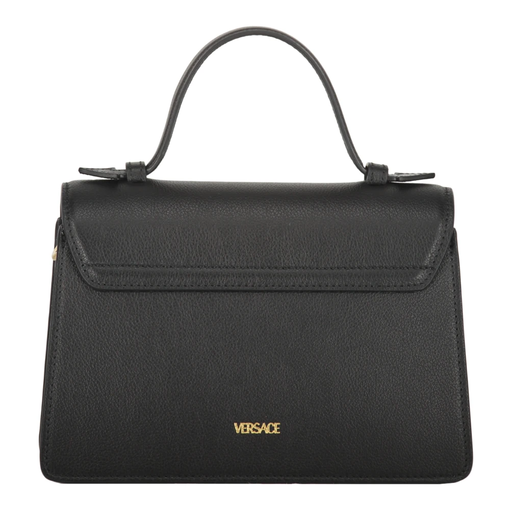 Versace Mini Leren Tas met Push-Lock Sluiting Black Dames