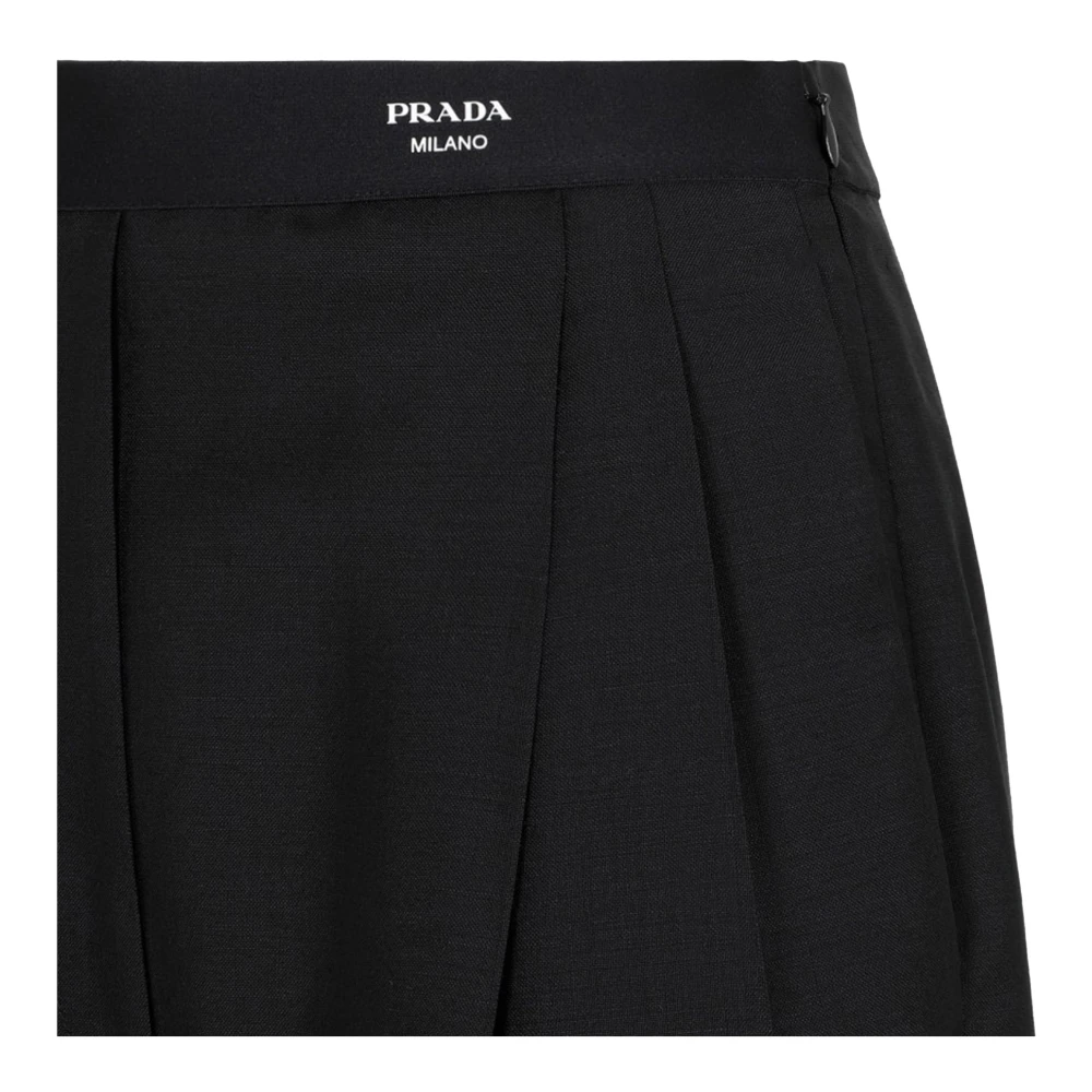 Prada Mohair Wol Wijde Broek Vrouwen Black Dames