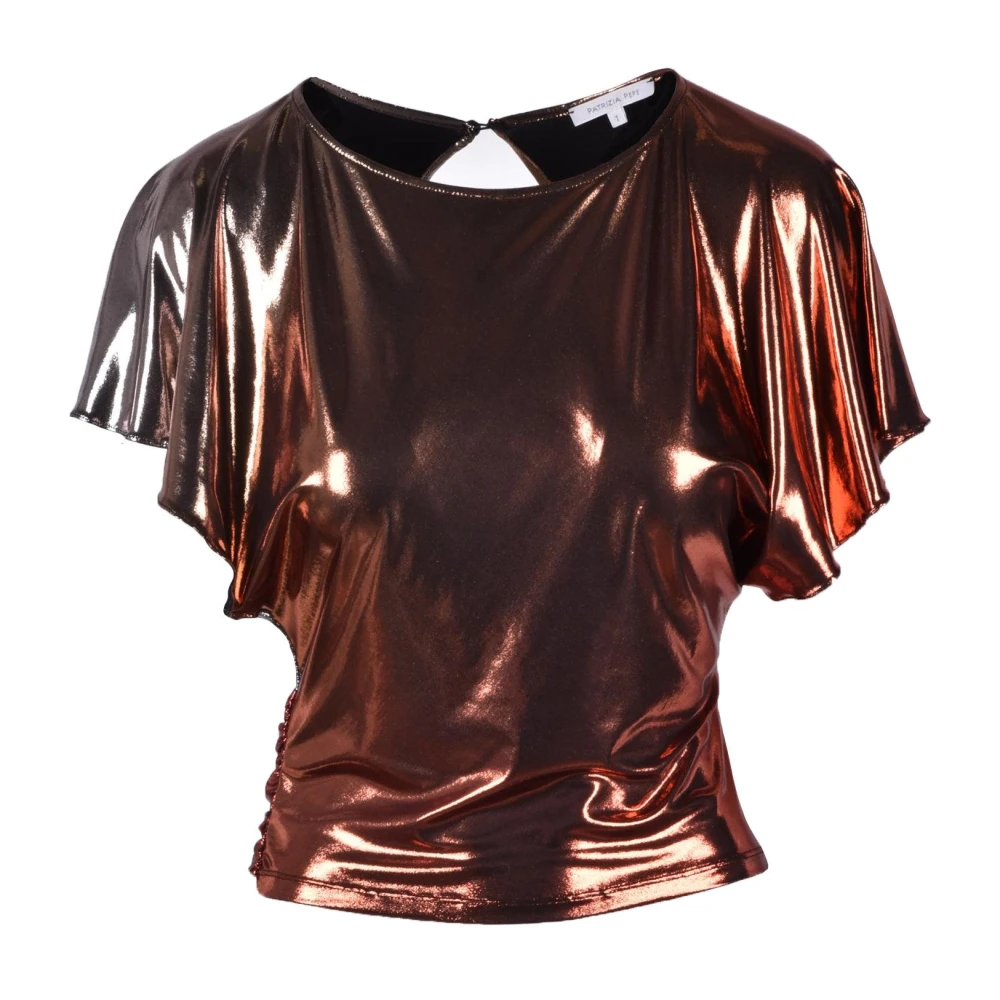 PATRIZIA PEPE Elegante blouse met elastaanmix Brown Dames