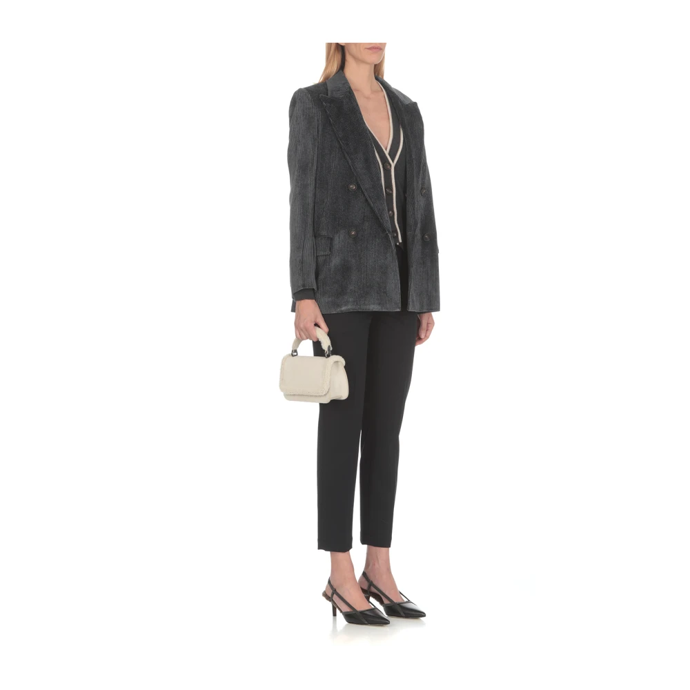 BRUNELLO CUCINELLI Stijlvolle Blauwe Wol Cropped Broek Blue Dames