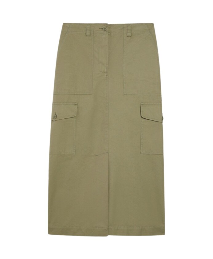 cargo-pocket-green-canvas-skirt