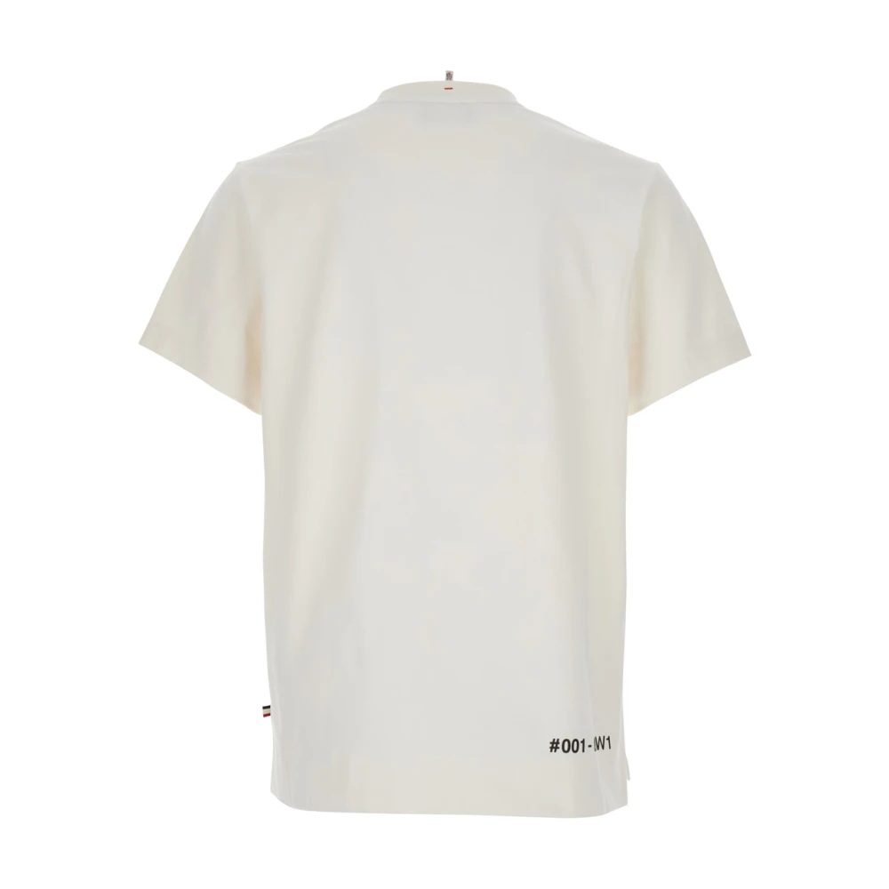 Moncler Logo Beige T-shirt Katoen Stretch Beige Heren