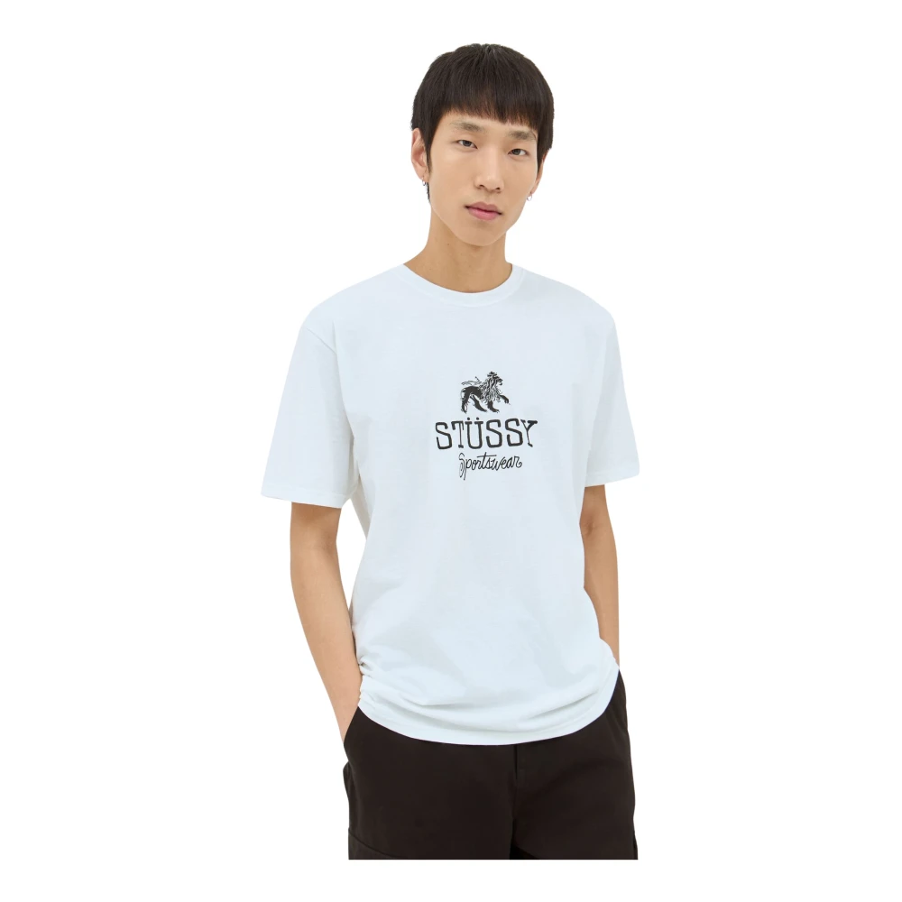 Stüssy Katoenen Jersey Crewneck Logo Print T-Shirt White Heren