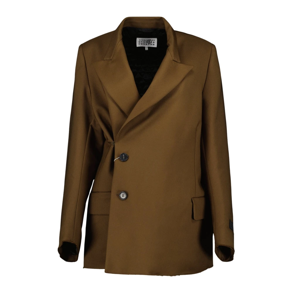 MM6 Maison Margiela Bruine Asymmetrische Blazer Herfst-Winter Collectie Brown Dames