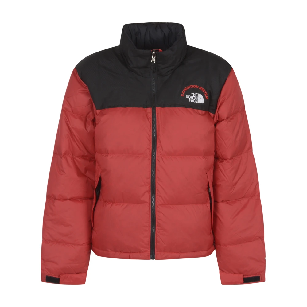 The North Face Retro Nuptse Rood Zwart Jas Red Dames