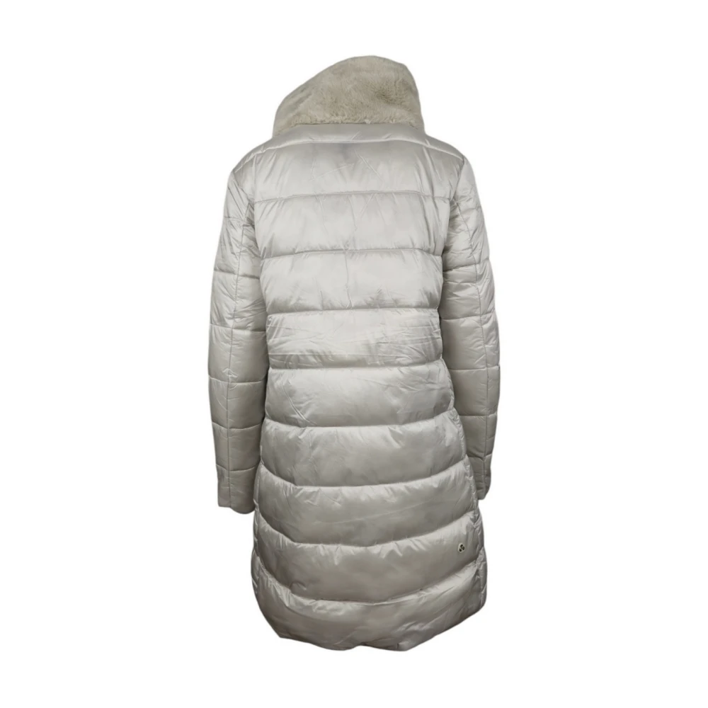 Save The Duck Grijze gewatteerde jas met imitatiebont Gray Dames