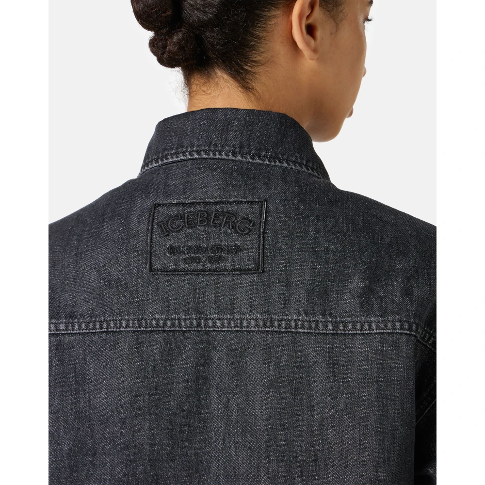 Iceberg Regular fit zwarte jas in zwart vast denim Black Dames