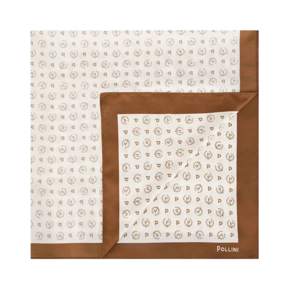 Pollini Kvinno Beige Accessoarer Dam, One Size, Polyester, Foulard I Raso Heritage Logo Classic 68X68