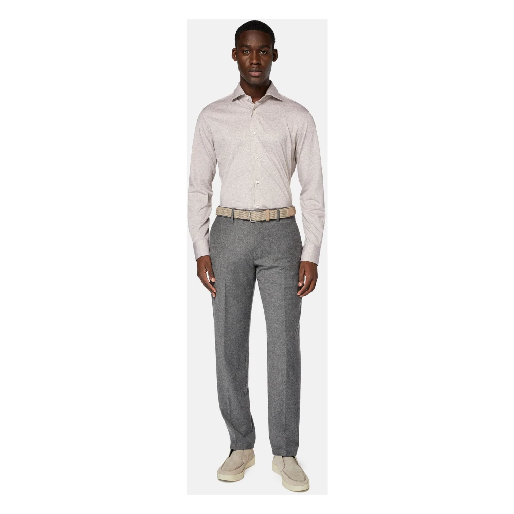 Boggi Milano Regular Fit Katoenen Jersey Polo Shirt Beige Heren