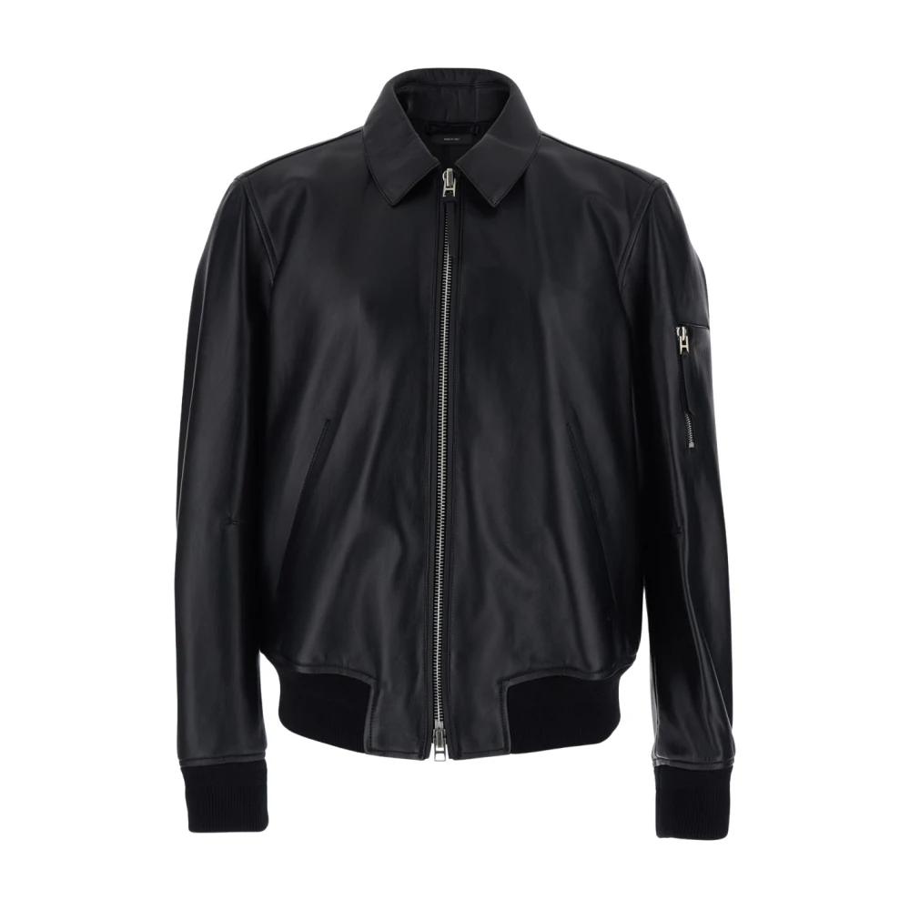 Tom Ford Men's Black Leather Jackets, L, Soft Nappa Plonge Collar Blouson