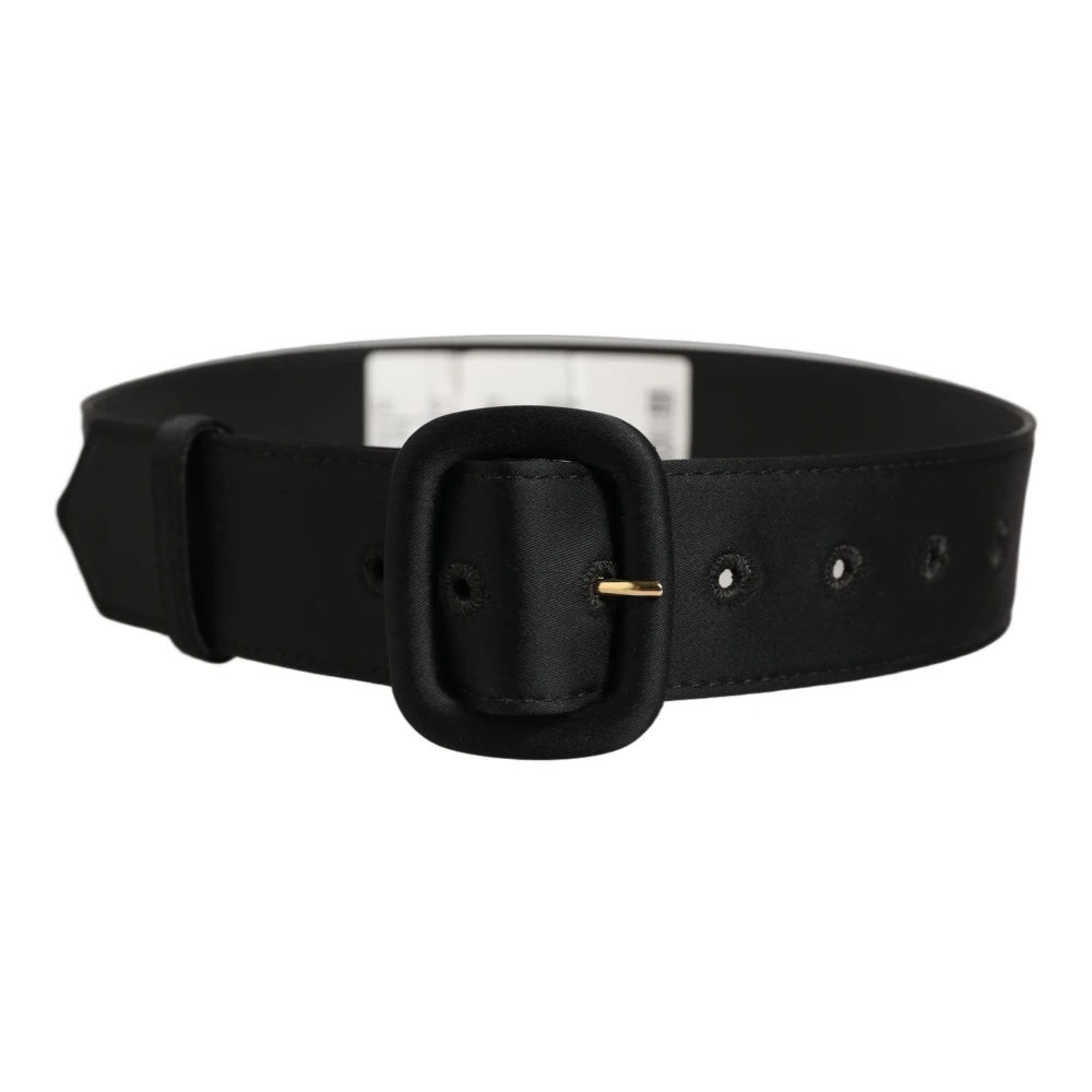 Dolce & Gabbana , Belts, Female, Black, One Size, Wide Fabric Oval Buckle Cintura Belt - Image 2