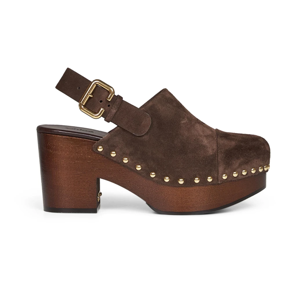 Chloé Brown Clogs, Female, 4 Uk, Jeannette Wedge Clog