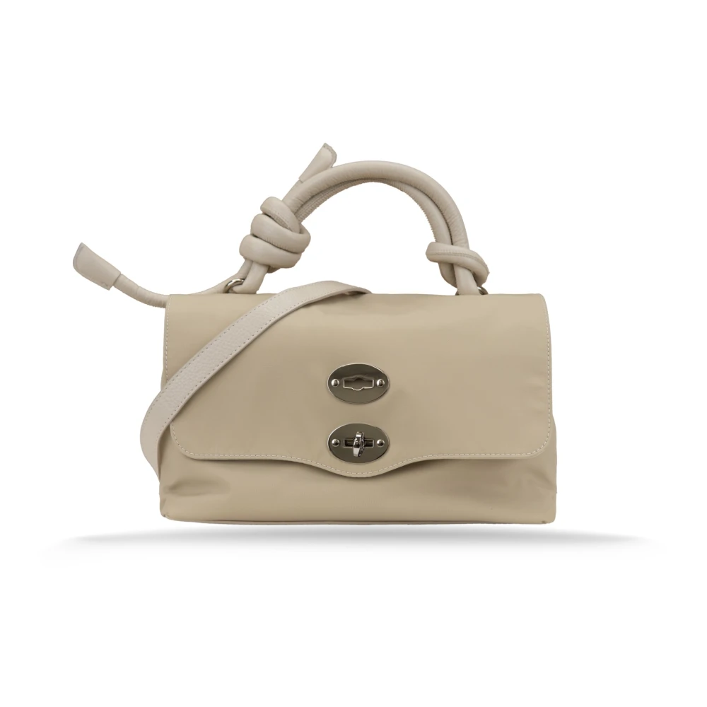 Zanellato Beige Leren Schoudertas met Knoopdetail Beige Dames