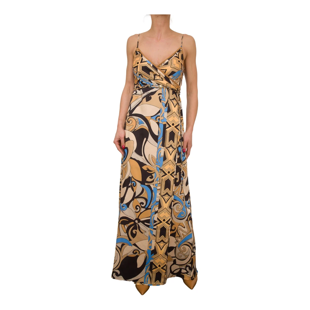 Nenette Lange Twill Poly Sjaal Print Jurk Multicolor Dames