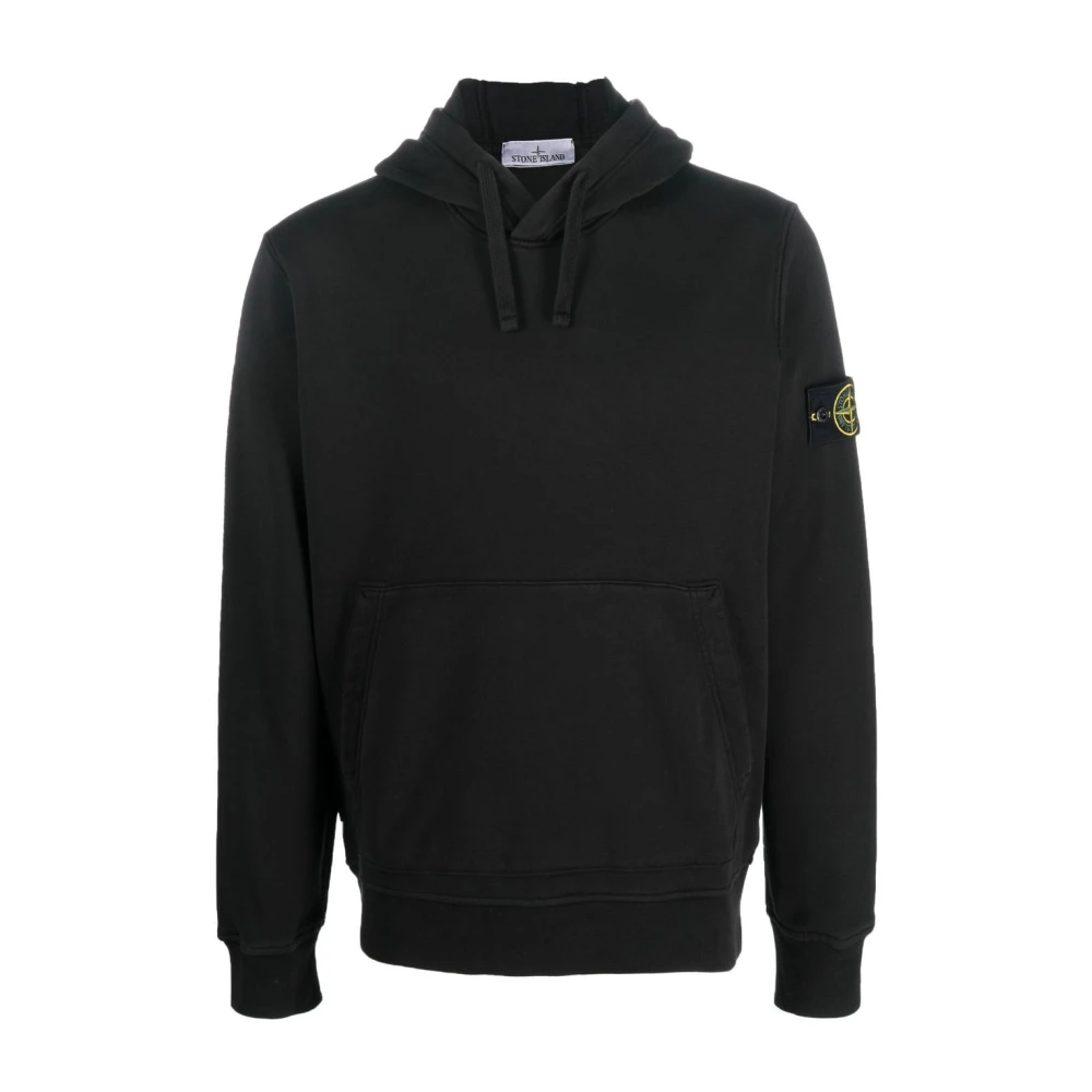 Stone Island Men's Black Hoodies, 2XL, Cotton Fleece