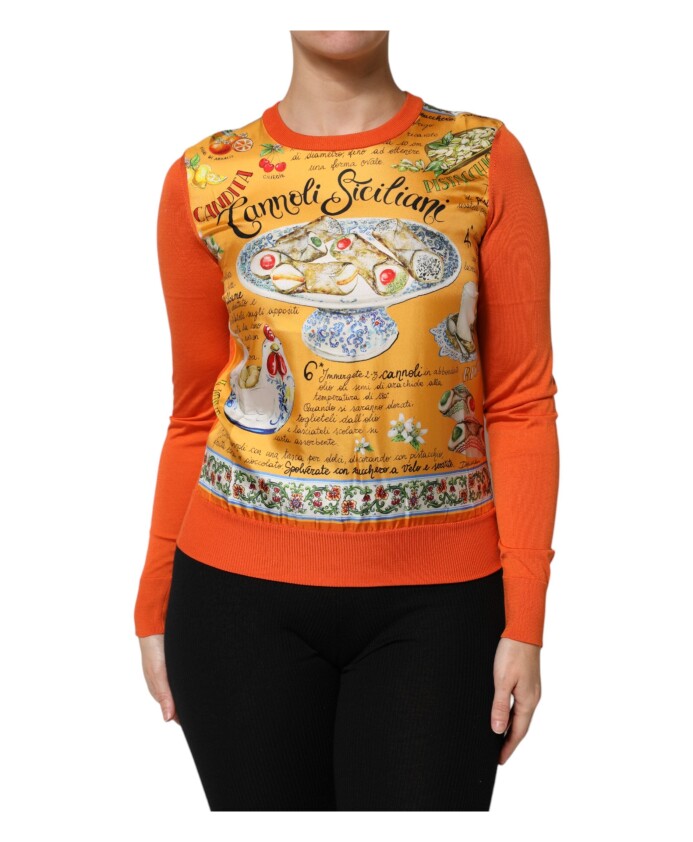 haut-en-soie-orange-a-col-rond