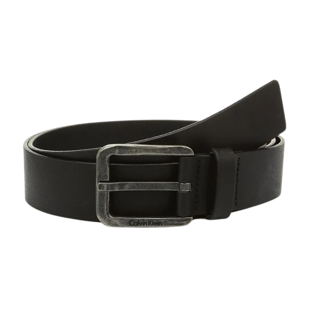 Calvin Klein Men's Black Belts, 115 Cm, Metal Logo Belt Gift Box