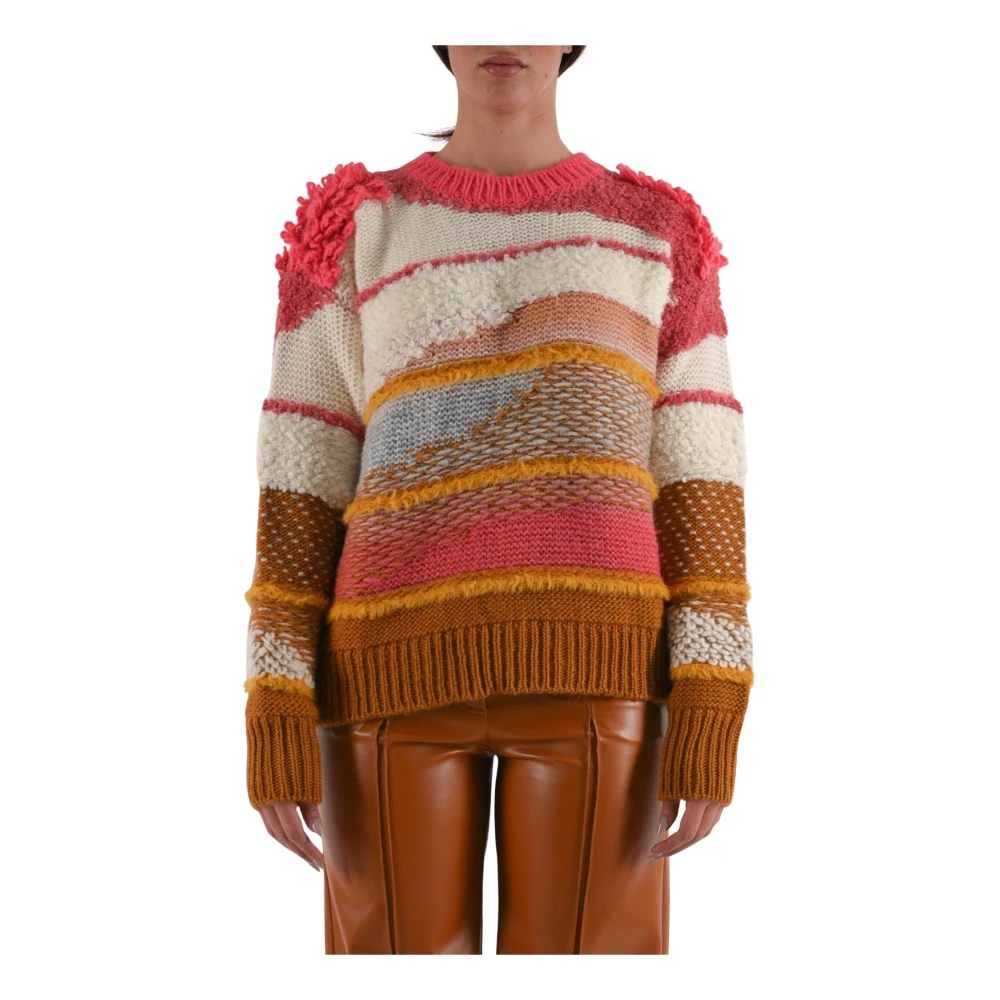 PATRIZIA PEPE Wolmix Lange Mouw Ronde Hals Trui Multicolor Dames